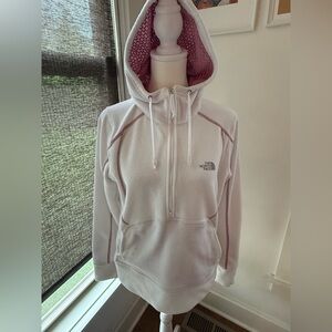 The North Face White & Pink Half-Zip Hooded Fleece Pullover